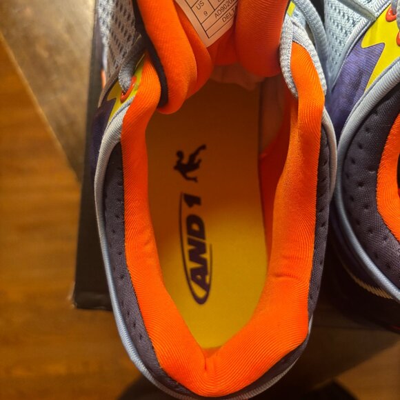 AND1 Delta TPR Basketball Sneakers Men’s 9 | Blue Purple Orange | New w/ Box - Picture 6 of 7